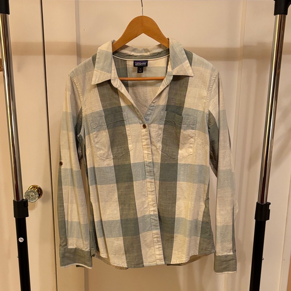 Patagonia Organic Cotton Shirt in Cream and Gray